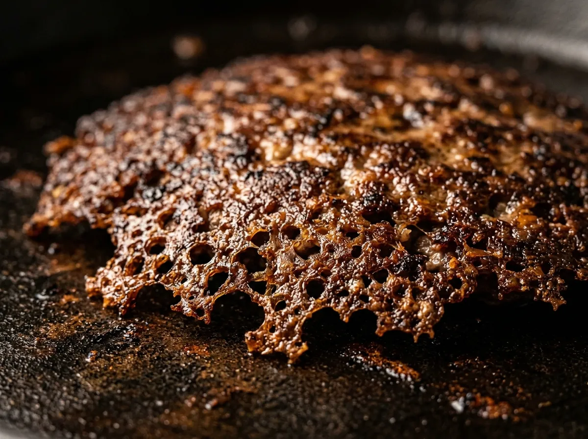 Lacy crust edge close-up