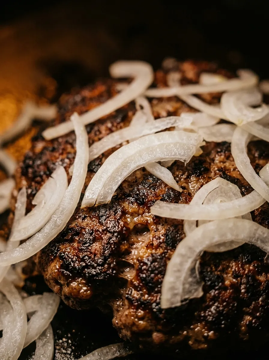 Raw white onion on char